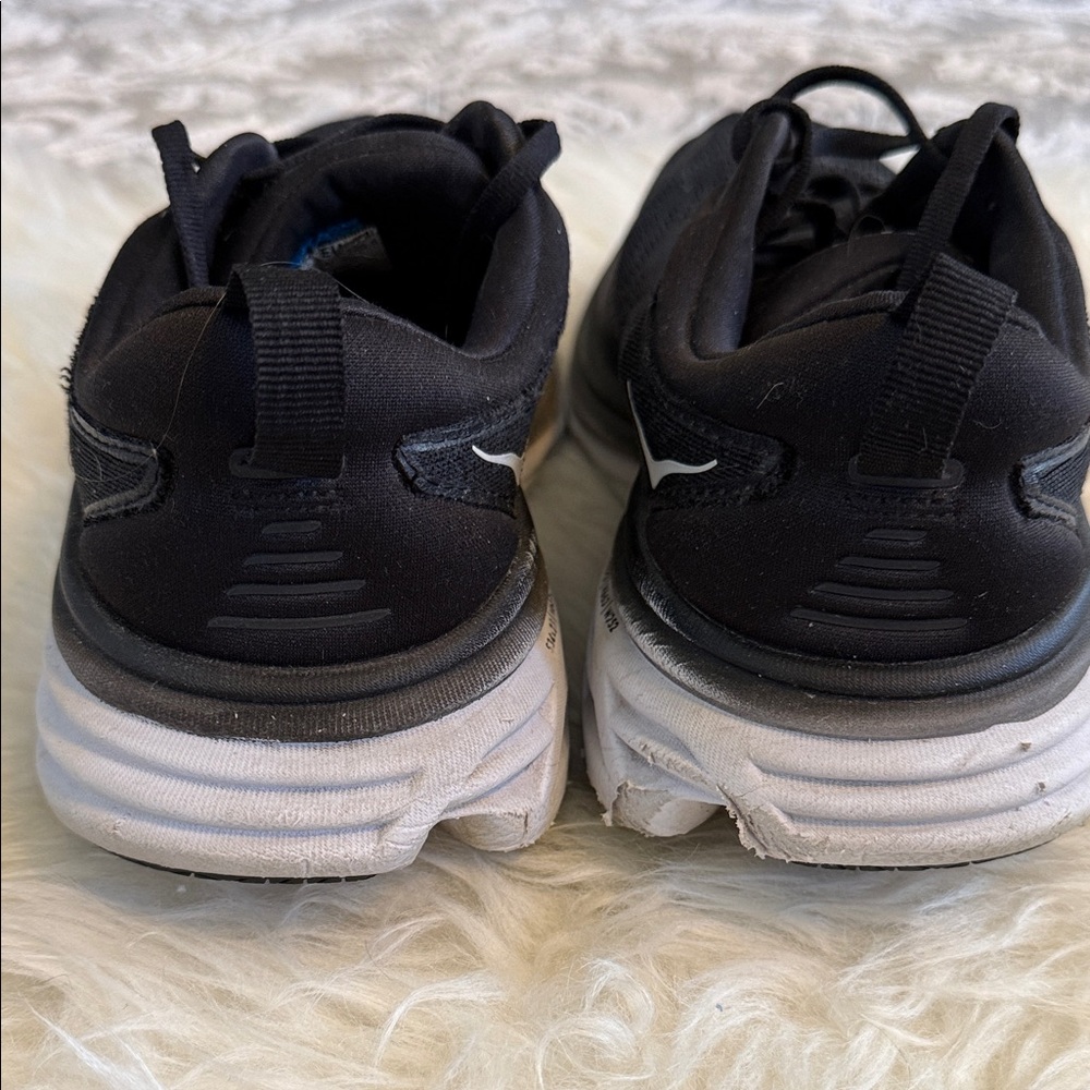 Hoka Bondi 8 Black and White Athletic Running Shoes - Picture 2 of 6